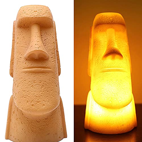 Xiwuya 3D Plastic Night Light Easter Island Moai Stone Figure Battery Operated Desk Led Lamp Living Room Bedside Decoration #TOP6