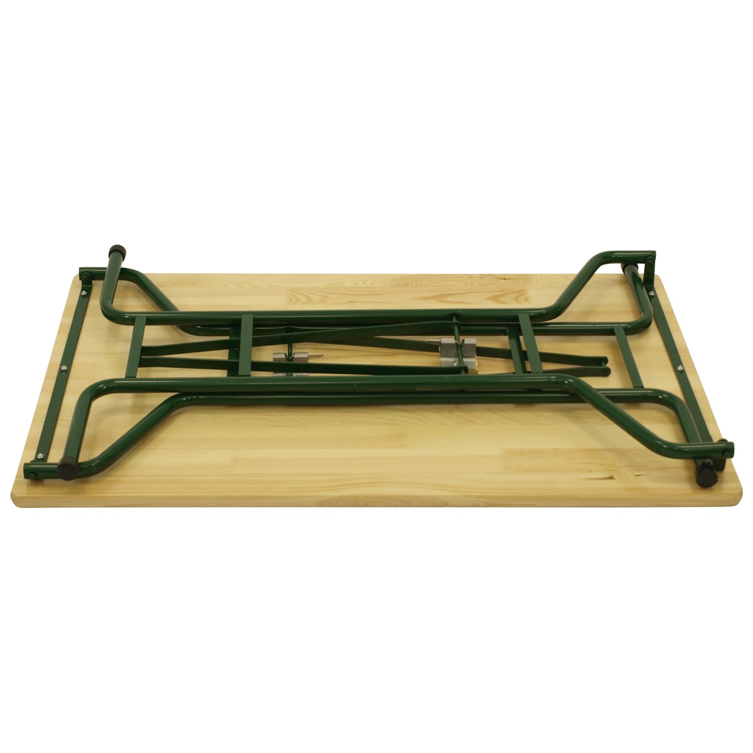 DEGAMO Stehtisch Bartisch Bamberg 70 x 113 cm, Gestell Stahlrohr dunkelgrün, Tischplatte Kiefernholz transparent beschichtet, klappbar, Höhe 110cm