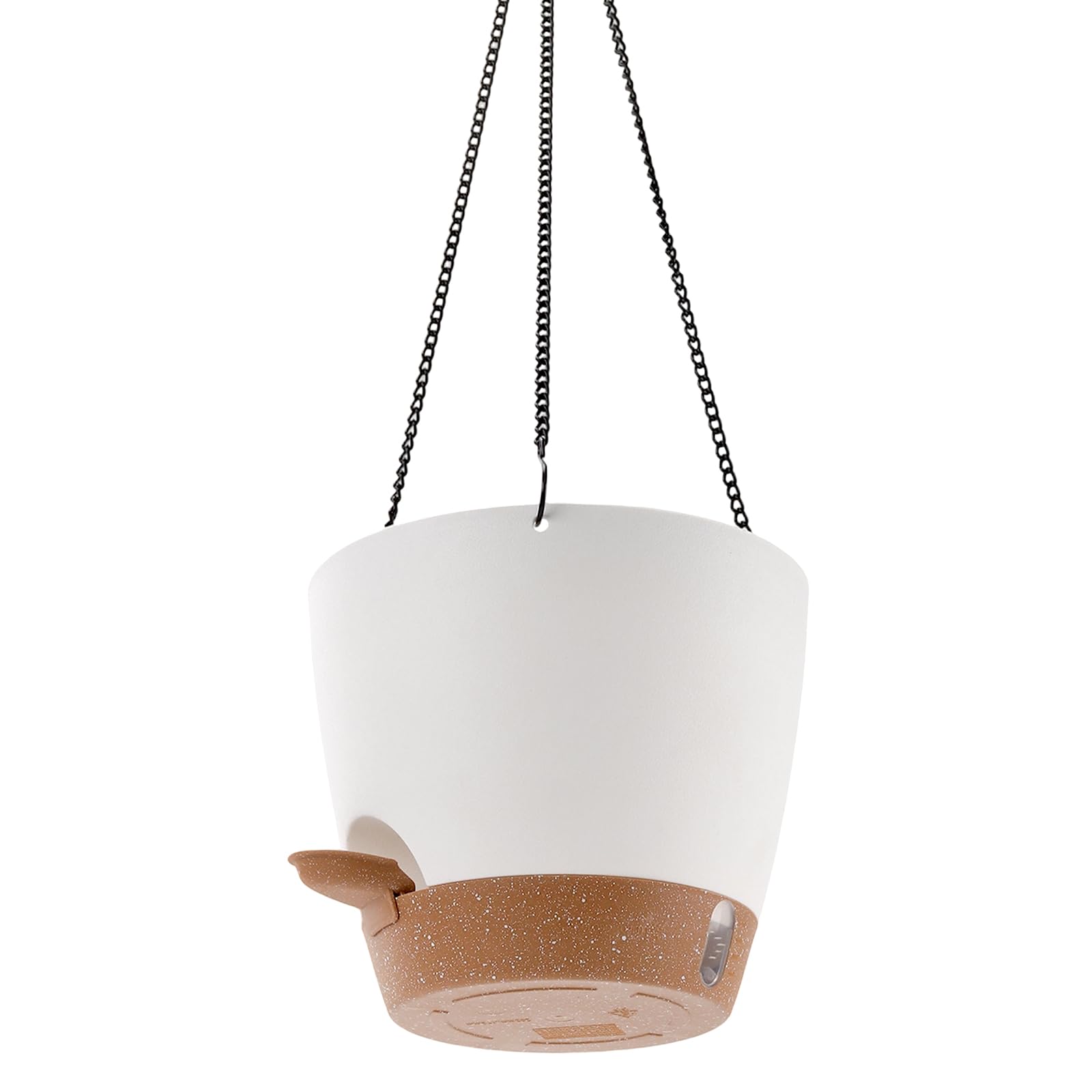SINJEUN Lot de 2 Pots de Fleurs Suspendus avec Réservoir d'eau - 20,3 x 17,8 cm - Blanc Doré - pour Intérieur et Extérieur - Balcon Terrasse Jardin
