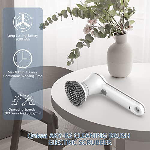 Qnkaa Electric Spin Scrubber, Multifunctional Household Cleaning Brush Kitchen Essentials, For Grout, Shower, Bathroom, Bathtub, Tile, Floor, Wall, Car, Cleaning Supplies For Housekeeping #TOP3