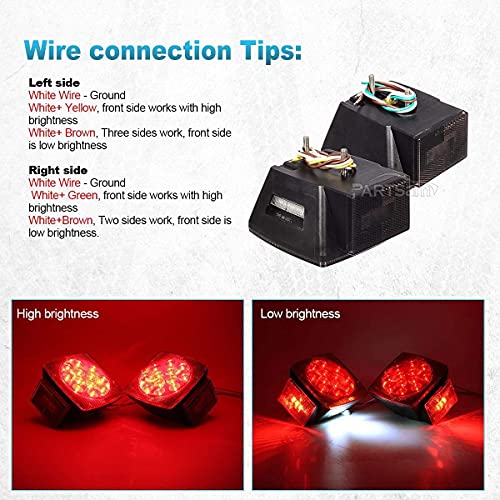 Image of Partsam Led Trailer Lights Kit Smoke Lens, 10Pcs Red /Amber 3.8 inch 6LED Thin Line Trailer Marker Clearance Lights and 2Pcs Square Led Trailer Stop Turn Tail Lights