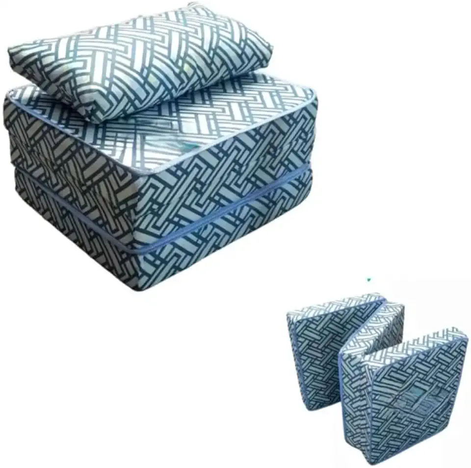 Colchão Multiuso 3 em 1 Solteiro – Puff Vira Cama Dobrável com Travesseiro, Espuma D20 Antialérgico 180x60