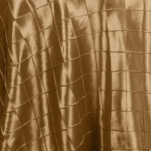 Efavormart 120" Gold Pintuck Round Tablecloth #TOP26