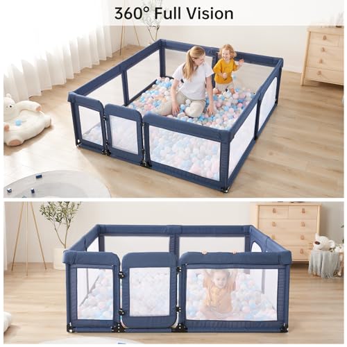 Image of Baby Playpen,Extra Large Playpen for Babies and Toddlers, Sturdy Play Pen Play Yard with Safety Gate,79 inchx71 inchBaby Play Pen(Blue)
