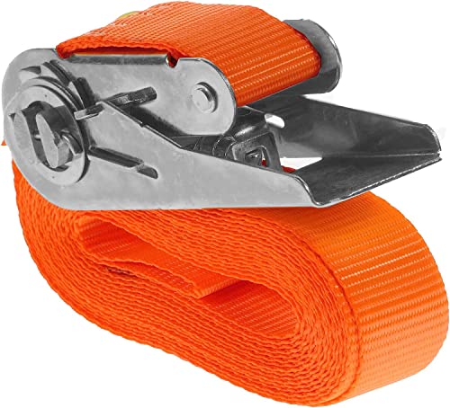 Foto von 4 Stück 800kg 6m Spanngurte mit Ratsche 1 teilig einteilig Zurrgurte Ratschengurte 25mm orange 800 daN 0,8t