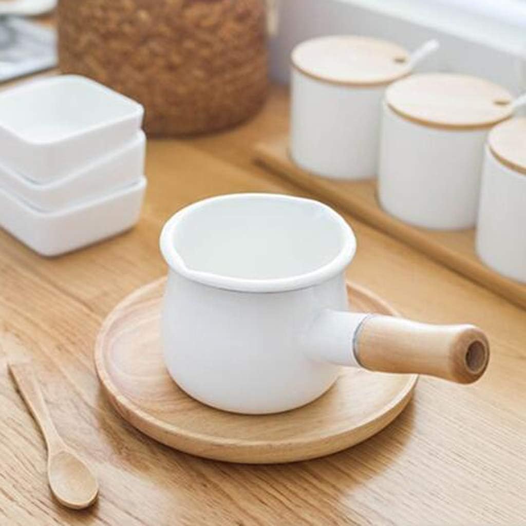 550ml Non-Stick Milk Pan Double Mouth Mini Enamel Mixture Cooking Soup Pot (Color : B)