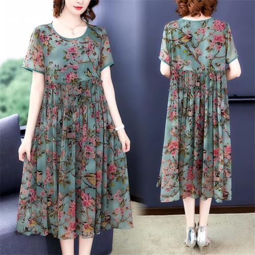 Elegant Women Chiffon Floral Print Midi Dress for Summer Beach Parties,  Asshow, Medium : Amazon.ca: Everything Else