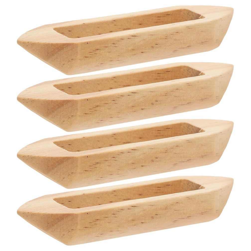 Zerodeko 4Pcs Unfinished Wood Boats: Wooden Boat Models, Unfinished Paintable Canoes for Bathroom Office Table Decor