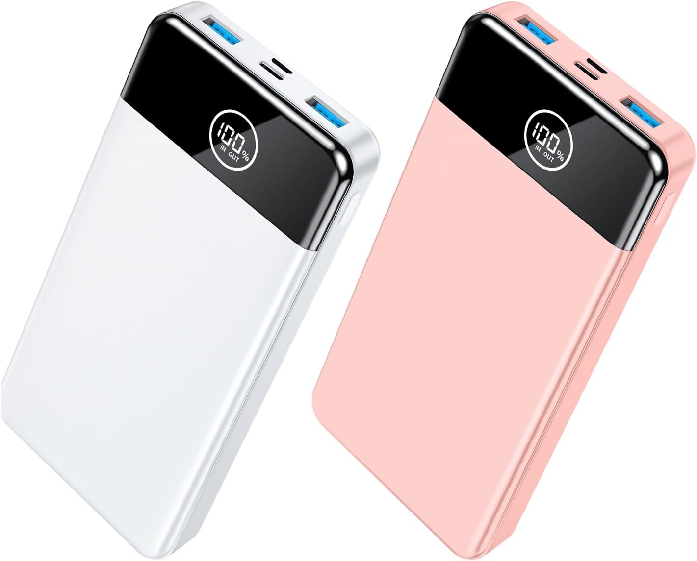 White+Pink Portable Charger 33800mAh Power Bank, 22.5W Fast Charging Battery Pack, Digital Display Portable Phone Charger for iPhone 14/13/12 Pro Samsung Google LG iPad AirPods