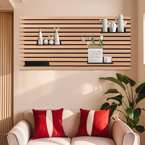 YYTECH Regal für Akustikpaneele Wandregale aus Metall 25×10cm Akustikpaneele Zubehör Schwarz Schwebende Wandregale Akustikpaneele Ablage für Wohnzimmer, Schlafzimmer, Büro, Küche