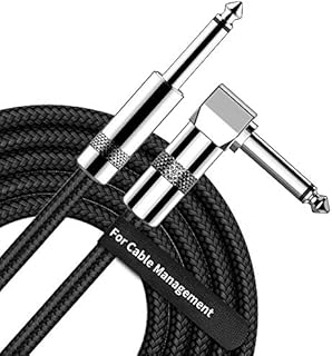 Guitar Cable 10FT Right Angle 1/4 Inch TS to Straight 1/4 Inch TS Electric Guitar and Bass Audio Cord Professional Instrument Cable for Electric Guitar, Bass, Keyboard, Amplifier, Pro Audio