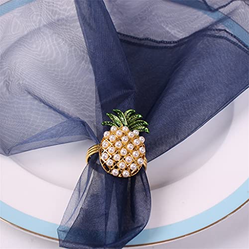 Llly Napkin Ring 12Pcs Cute Napkin Rings Pineapple Shape Pearl Beaded Shining Gold Christening Bangle Metal Wedding Gift Party Supplies #TOP3