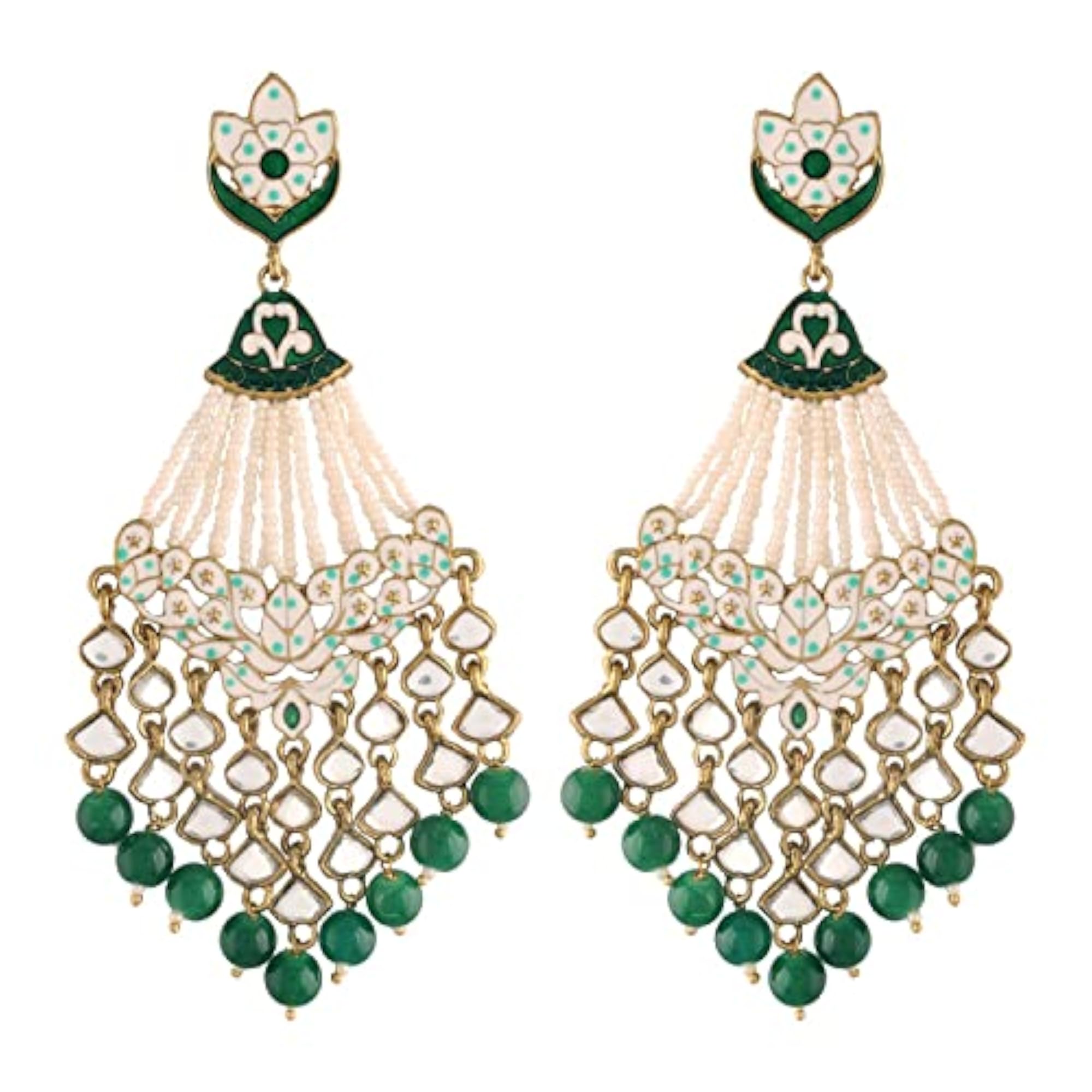 Women's 18K Gold Plated Traditional Meena Work Earrings