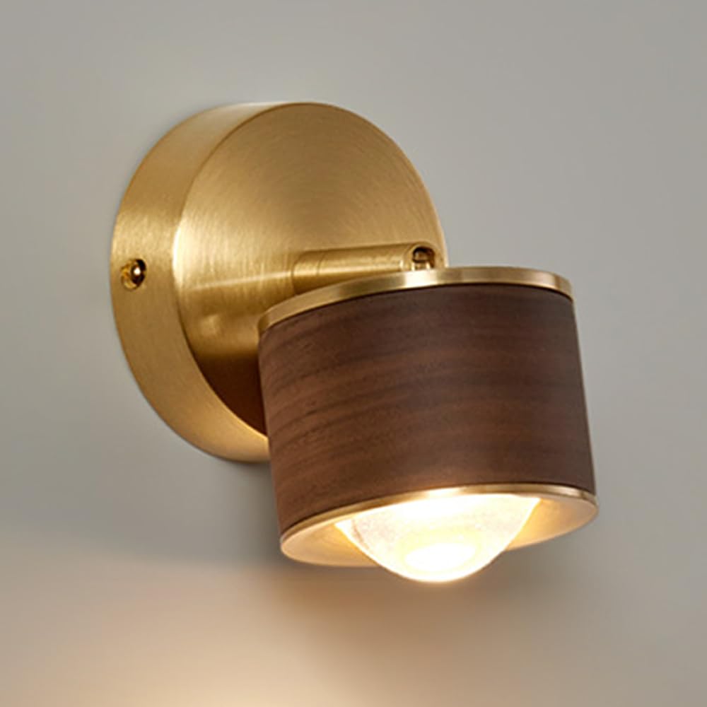 Aplique de Pared de Metal y Madera de Nogal con Diseño Minimalista Premium