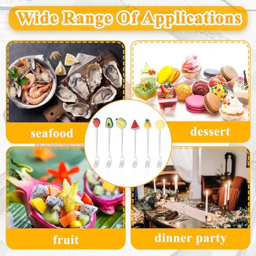Miniatura 6 de Ggufay Pinchos De Fruta Pastel Ensalada Para Casa Y Restaurante, Bonitos Palillos De Caricatura Para Fiestas, Accesorios, 6 Piezas Con Tenedores, Mango De Silicona, Acero Inoxidable