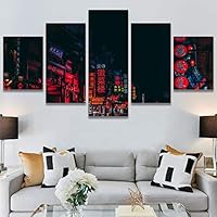 SIGNWIN 5 Panel Canvas Wall Art Street View for Home Decorations Ready to Hang - 60