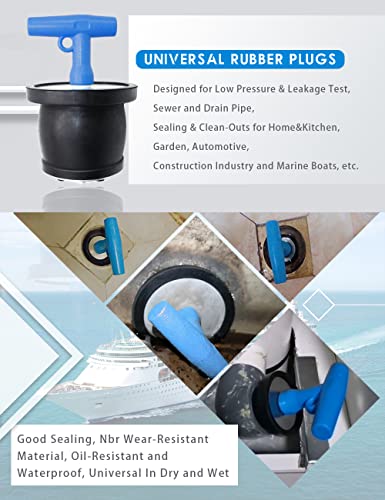 Mechanical Test, Seal & Cleanout Pipe Plug, 1 3/4" To 2 3/16" Anti-Return Pipeline Plugging - Winterizing Pool Plug - Marine Boat Drain Plug T-Handle Hulls Livewell Bilge Transom Plugs #TOP4