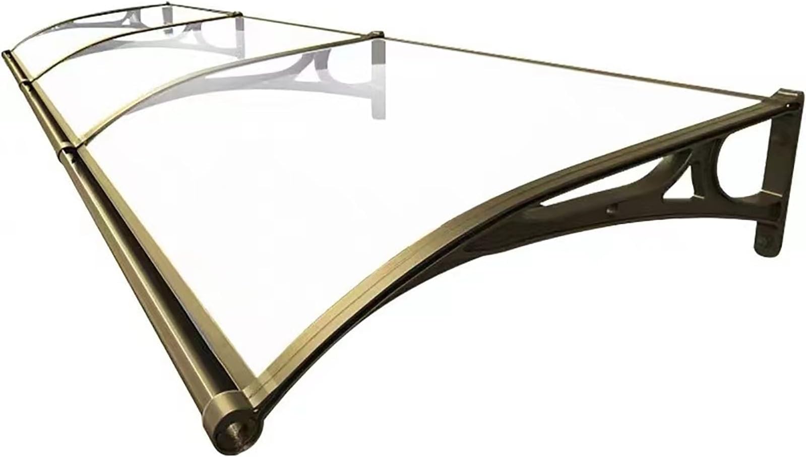 Door Awnings Exterior Rain and Snow,Window Awning Door Canopy with Dark Gold Bracket Outdoor,Door Canopy,Protection Suitable for Terraces, Roofs, Balconies 80x440cm/32x173in Transparent