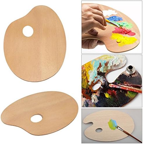 Wooden Painting Palette, Wood Painting Tool, 11.8" x 7.9"in Use with Acrylic, Watercolor, Oil Paints & Brushes