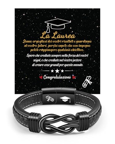 VU100 Regalo Laurea Uomo, Regalo per la Laurea Bracciale Uomo,