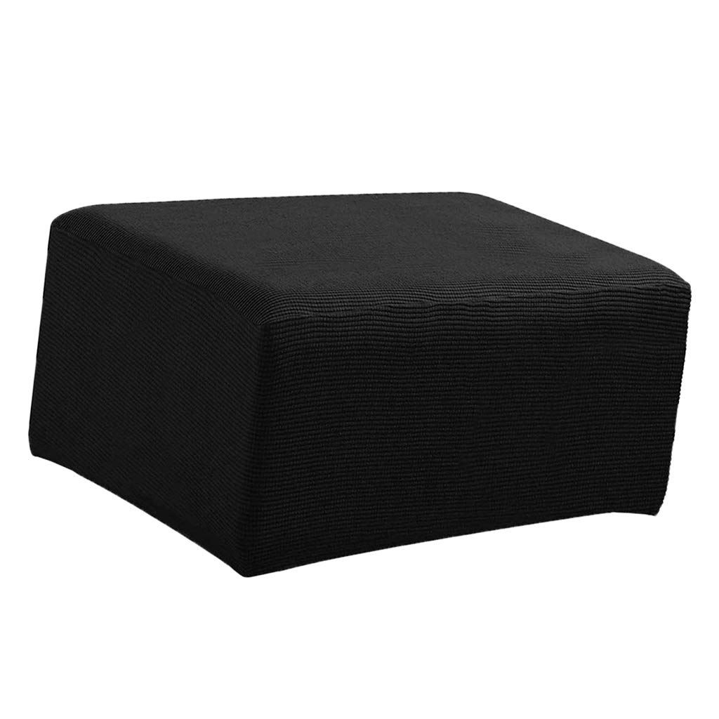 Stretch Ottoman Pouf Cover Footrest Stool Slipcover Protector Black | Home & Garden | Furniture | Slipcovers-image-18