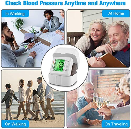 Topffy Blood Pressure Monitor,Automatic BP Machine Wrist Digital BP Cuff Large Tri-Backlit Rechargeable Pulse Rate Monitoring Meter 99 * 2 Reading Memory Wrist Blood Pressure Monitor for Home Use - Thumbnail 2