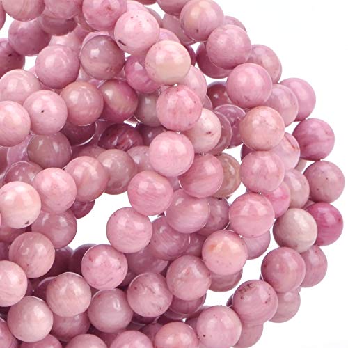 Image of 100Pcs Natural Crystal Beads Stone Gemstone Round Loose Energy Healing Beads with Free Crystal Stretch Cord for Jewelry Making (Rhodochrosite, 6MM)