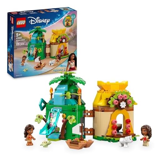 LEGO | Disney Princess Diversión en la Isla con Vaiana, Casa de Muñecas con Mini Muñecos de Personajes de la Película Inc. Púa, Tobogán de Juguete, Regalo para Niñas y Niños de 5 Años o Más 43260