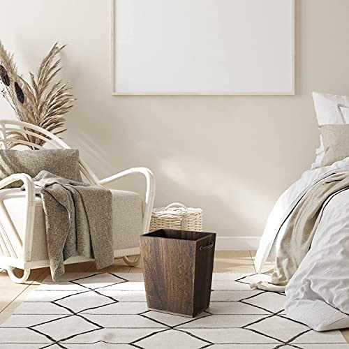 Trash Can Bedroom Wastebasket Wood Garbage Can With Metal Handle For Bathroom Office Trash Can For Near Desk Bathroom Decorative #TOP2