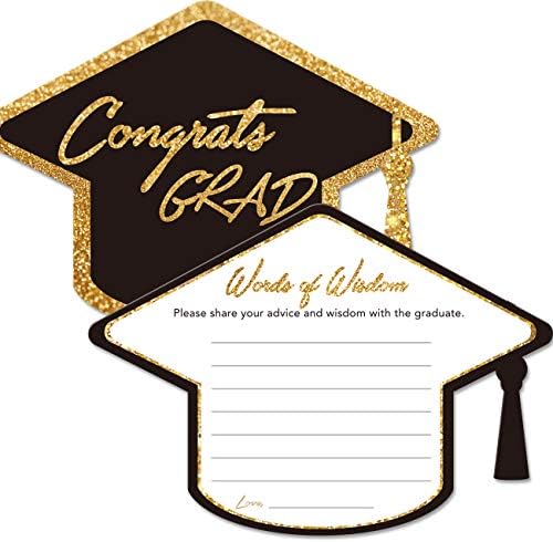 Yuzi-n Graduation Advice Cards for The Graduate (50 Pack), High School or College Graduation Party Games Decorations Supplies, Well Wishes Card for Graduates, Advice For The Graduate Cards (Black) Yuzi-n Graduation Advice Cards for The Graduate (50 Pack), High School or College Graduation Party Games Decorations Supplies, Well Wishes Card for Graduates, Advice For The Graduate Cards (Black)