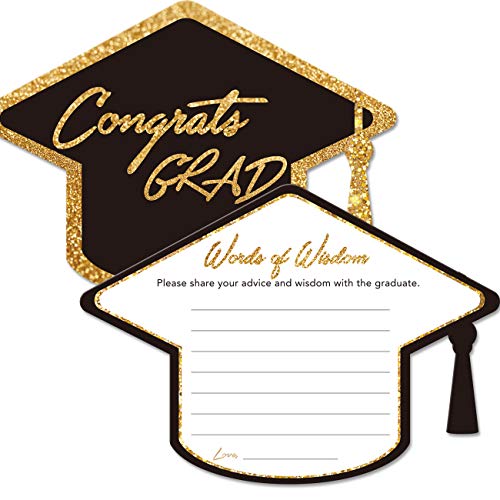 Yuzi-n 50 Pcs Graduation Advice Cards for Graduate Party Decoration Black