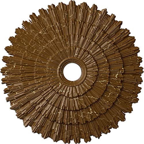 24 3/4"OD x 3 1/4"ID x 1 7/8"P Eryn Ceiling Medallion (Fits Canopies up to 4"), Hand-Painted Smokey Topaz Crackle