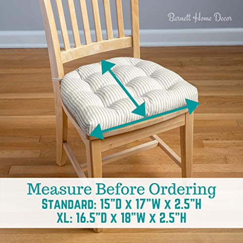 Barnett Home Decor Cotton Duck Yellow Dining Chair Pad With Ties - Size Standard - Latex Foam Fill Cushion - Machine Washable, Reversible, Solid Color, 100% Cotton, Made In Usa #TOP5