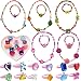 IDOXE 17pcs Value Set Little Girl Jewelry Set, Wood Stretch Necklace Bracelet with Crystal Rings Heart Box