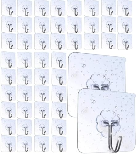 Karrong 12 Stück Haken Selbstklebend Handtuchhaken Max 8kg, Transparent Ohne Bohren Klebehaken Bad Haken für Badezimmer Küche