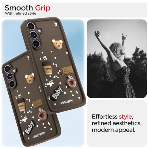 Image of Amazon Basics Back Cover for Samsung Galaxy A34 5G | Cute Fun Cartoon 3D Bear Silicone Full Body Protection Bumper case (Brown)