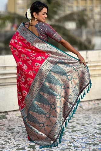 Image of SGF11- Women's Kanjivaram Woven Soft Silk Saree With Blouse Piece