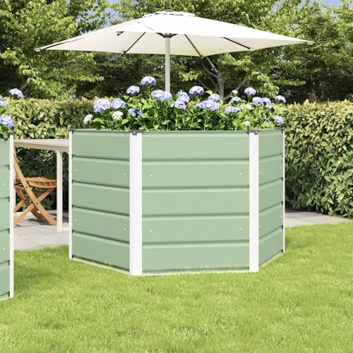 Pot de fleurs moderne en acier hexagonal 129 cm vert pastel durable - 3
