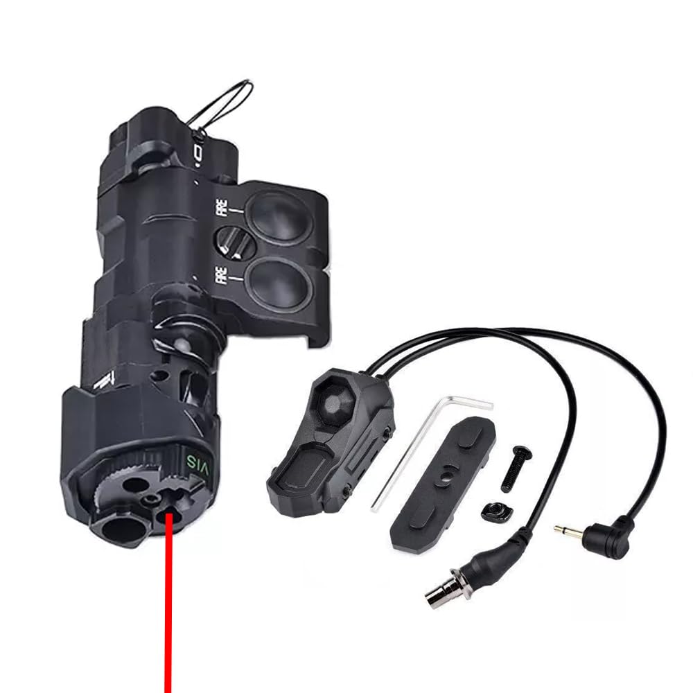 Nylon MW C1+ Box Aiming Laser Sight(with Red/Green/Blue Laser+IR Laser+IR Fill Light + 220 Lumens LED Flashlight), & AX Dual Wire Modular Remote Pressure Switch(SF+2.5) Combo,Black