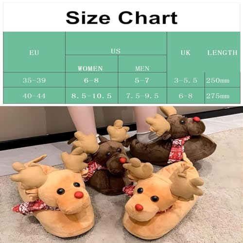 Reindeer Christmas Slippers, Plush Soft Warm Home Indoor Slippers for Men Women2