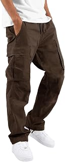 WHOX Men's Cargo Pants: Breathable Cotton-Spandex Hiking Joggers with Adjustable Drawstring & Deep Pockets