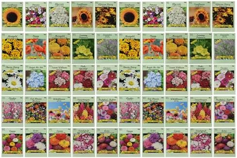 Set of 50 Flower Seed Packets! Flower Seeds in Bulk, 15 or More V...