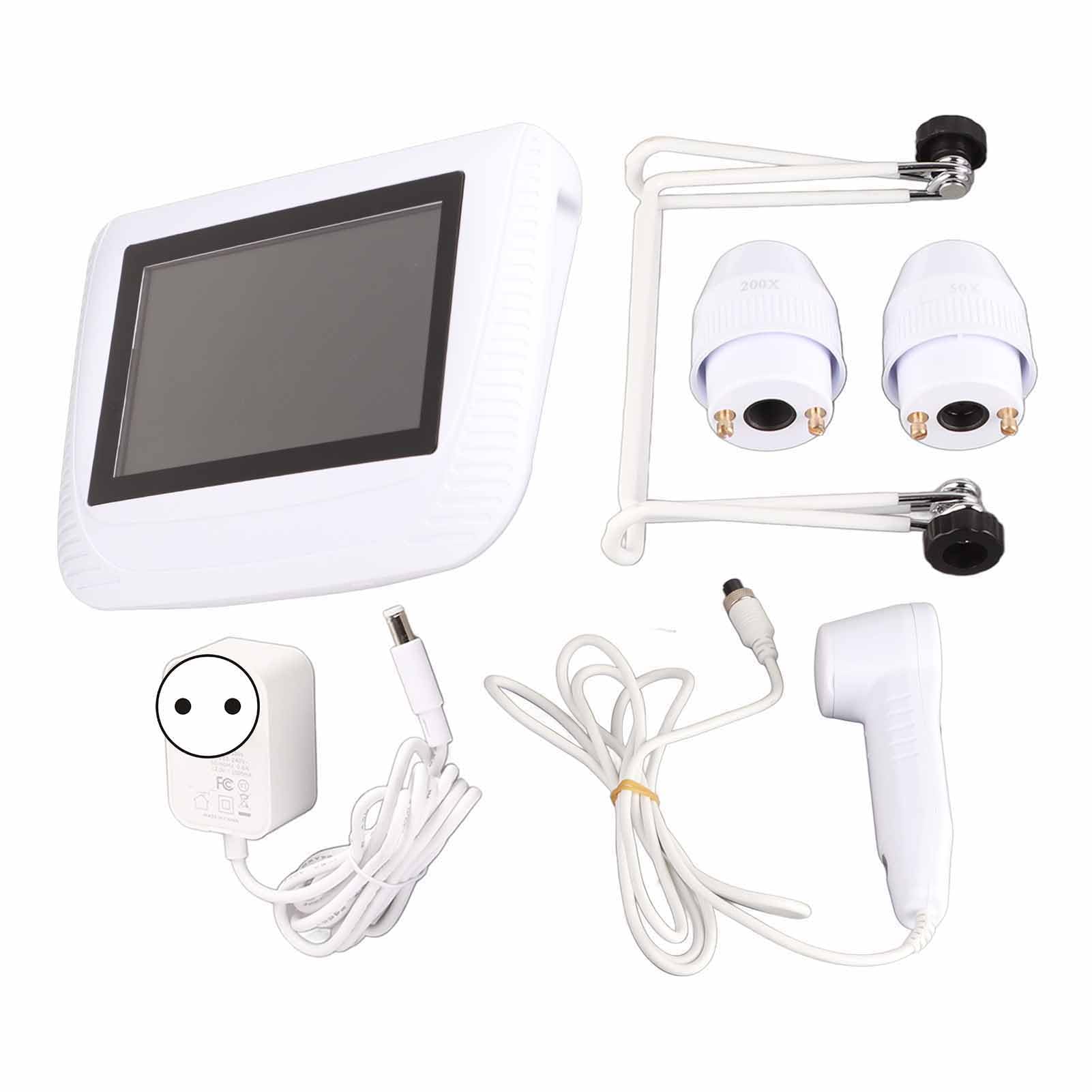 Analizzatore Diagnostico Capelli e Pelle Professionale, Tricocamera 5 Pollici con Ingrandimento 50x-200x, Rilevatore di Cuoio Capelluto, Misuratore Umidità Oleosità, Diagnosi Digitale LCD per Viso Fo
