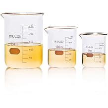 ULAB Scientific Glass Beaker Set, 3 Sizes 50ml 100ml 250ml, 3.3 Boro Griffin Low Form with Printed Graduation, UBG1001