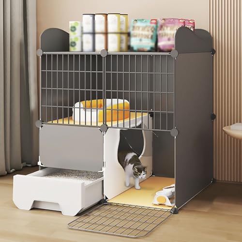 Cage avec toilettes intégrées pour chat d'appartement mesurant 75 x 39 x 119 cm