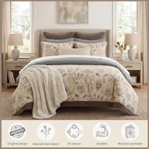 Image of HiEnd Accents Penrose 3 Piece Queen Washed Linen Blend Comforter Set