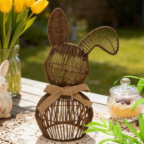 Lapin de Pâques rotin artificiel durable contre la déco jetable - 4