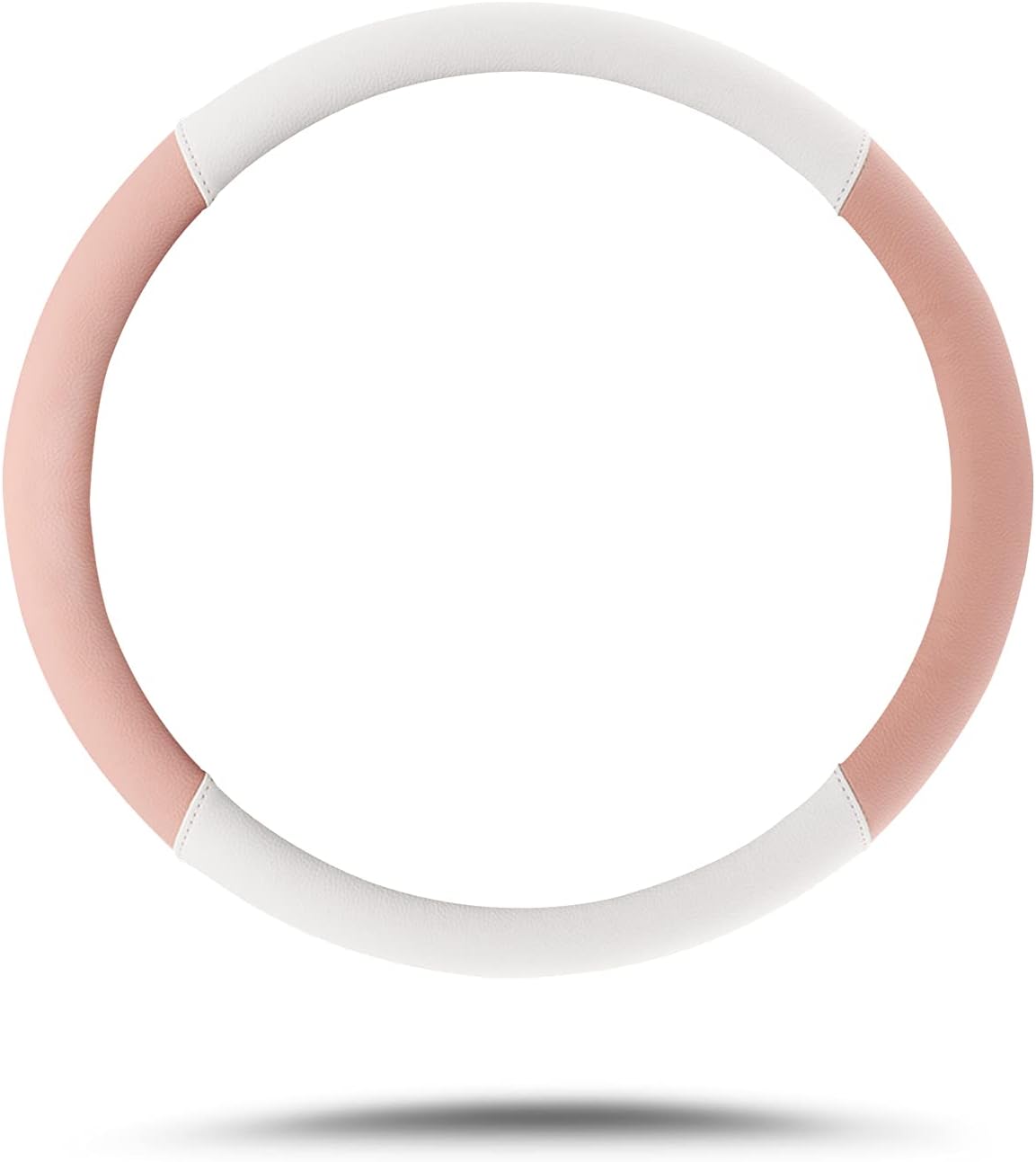 Ergocar Round Shape Microfiber PU Leather Macaron Steering Wheel Cover Morandi Colourful Cute Girl Car Steering Wheel Protector Anti-Slip Breathable Fashionable 38cm(15"), Pink