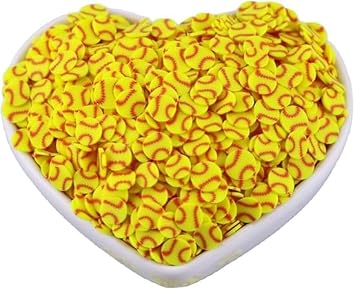 10 Gram Yellow Softball Clay 5mm Slices, Ball Sports Love Polymer Clay, Softball Slime, Nail Art Faux Craft, Decorations,This Product is not Suitable for Children Under 12