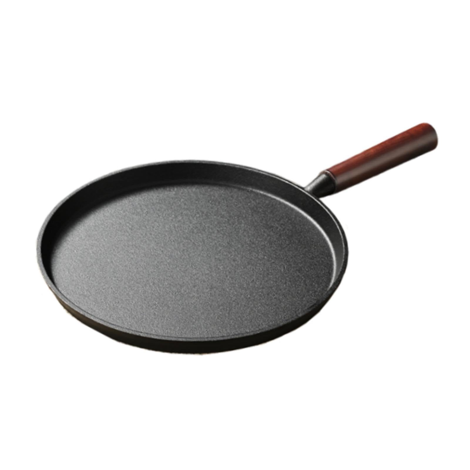 Poêle en fonte induction avec manche bois marron foncé
